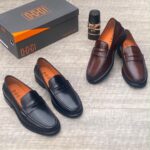 Dgg Black Leather Penny Loafers