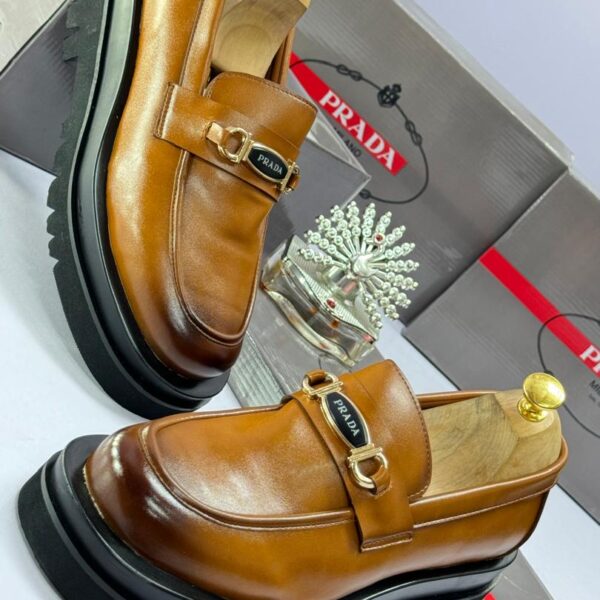 High-Shine Leather Loafers with Logo Plaque
