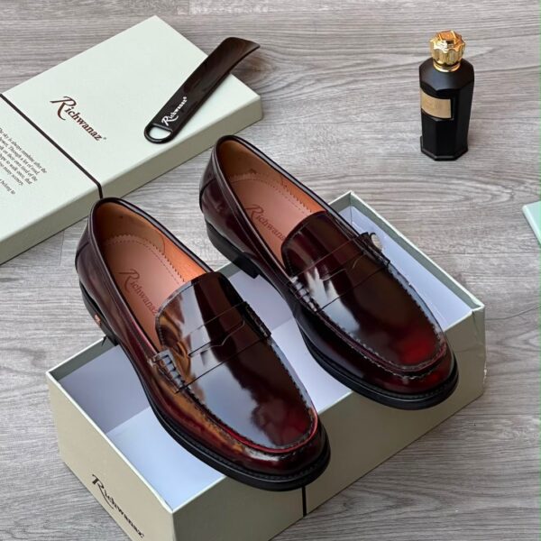 Italian Leather Burgundy Penny Loafers
