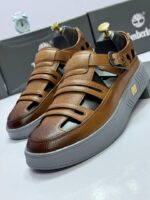 Leather Sandals with Buckled Strap