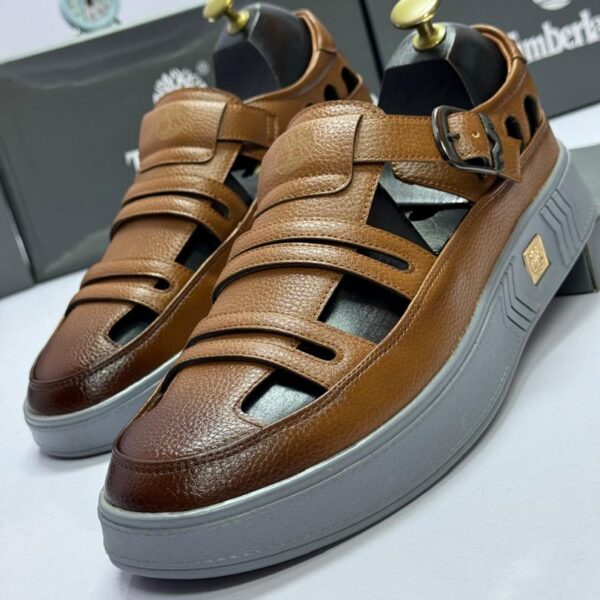 Leather Sandals with Buckled Strap