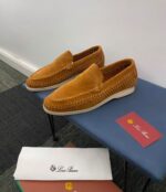 Loro Piana Summer Walk Tan Suede Loafers