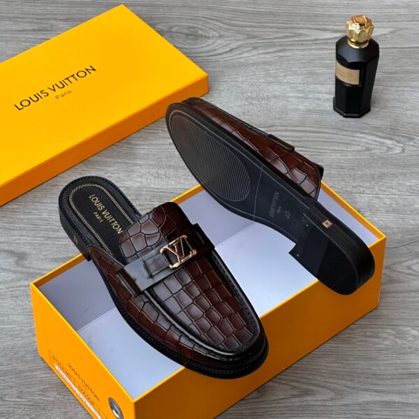 Major Mens Brown Alligator Print Leather Loafers