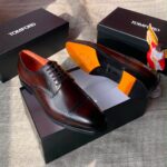 Mens Black Leather Derby Brogue Shoes - Image 2