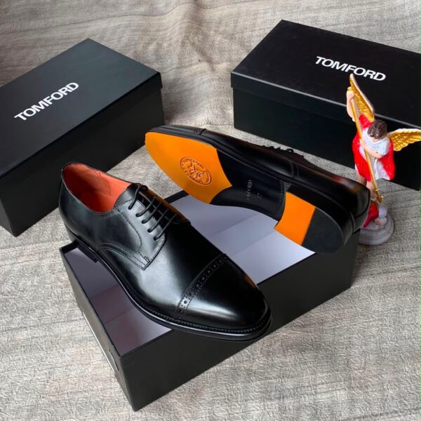 Mens Black Leather Derby Brogue Shoes