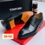 Mens Brown Leather Brogue Derby Shoes - Image 2