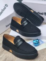 Mens Green Fabric Loafers
