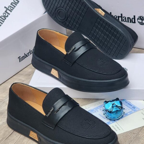 Mens Green Fabric Loafers