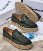 Mens Green Fabric Loafers