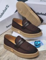 Mens Green Fabric Loafers