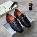 Mens Snakeskin Embossed Horsebit Loafers
