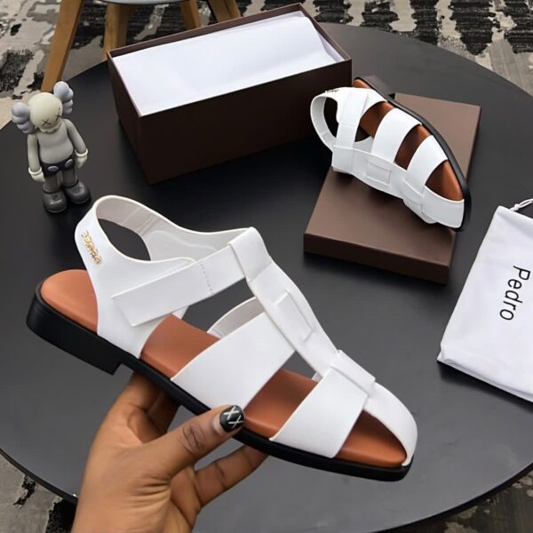 Pedro White Leather Strappy Sandals
