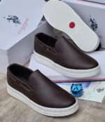 US Polo Assn Brown Slip On Platform Sneakers