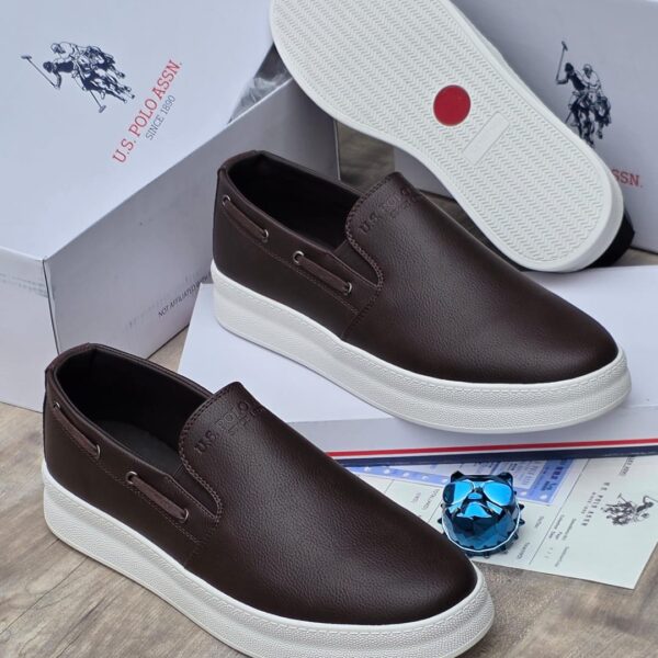 US Polo Assn Brown Slip On Platform Sneakers