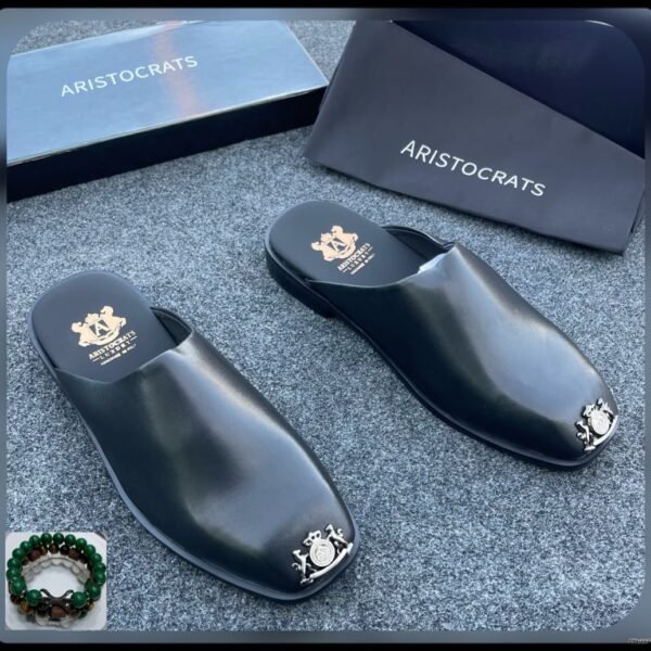 Aristocrats Luxury Black Italian Leather Half Shoes