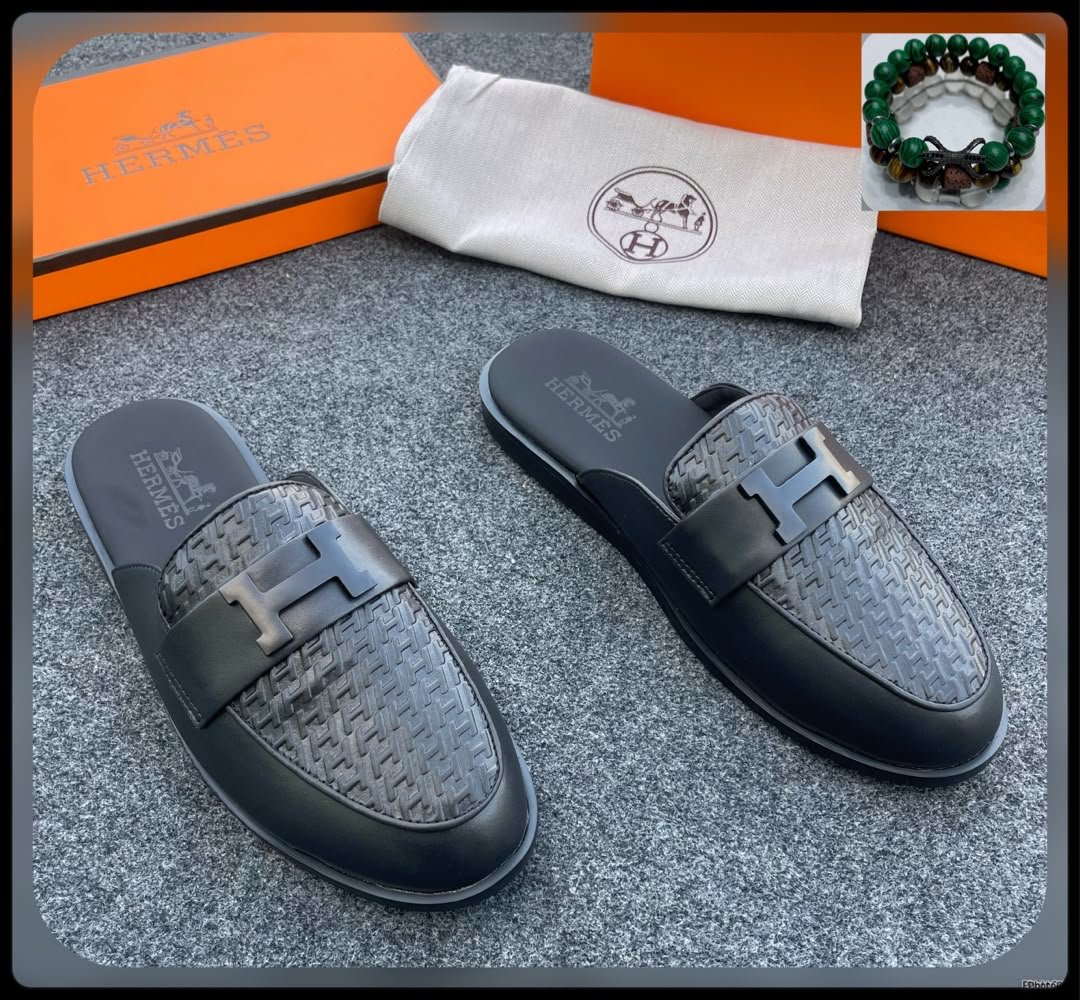 Black Leather H Cutout Half Shoe Mules Black Leather H Cutout Half Shoe Mules