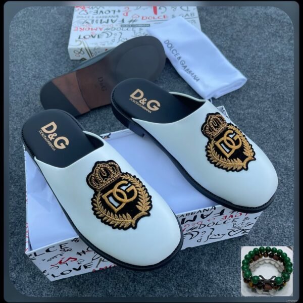 Dolce Gabbana White Luxury Slip On Half Shoes