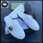 Mens Black Leather GG Horsebit Half Shoes
