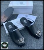 Mens Leather Medusa Half Shoes