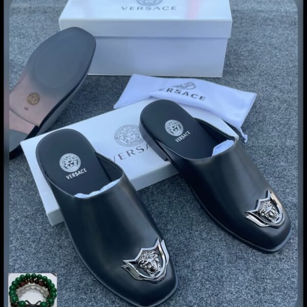 Mens Leather Medusa Half Shoes