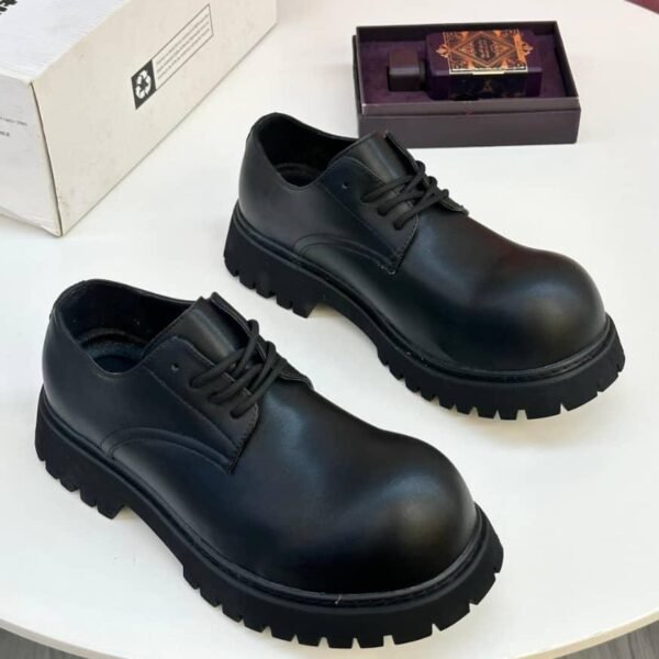 Black Chunky Platform Derby Shoes