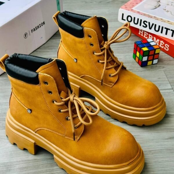 Mustard Yellow Platform Lace Up Ankle