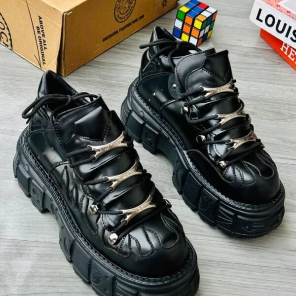 Black Chunky Platform Sneakers