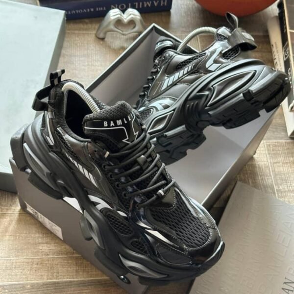 Black Chunky Mesh Sneakers