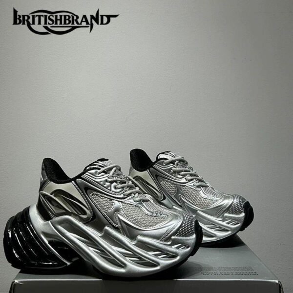 Silver Mecha Style Chunky Sneakers