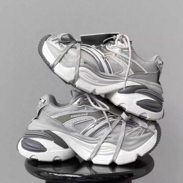 Chunky Silver Platform Sneakers