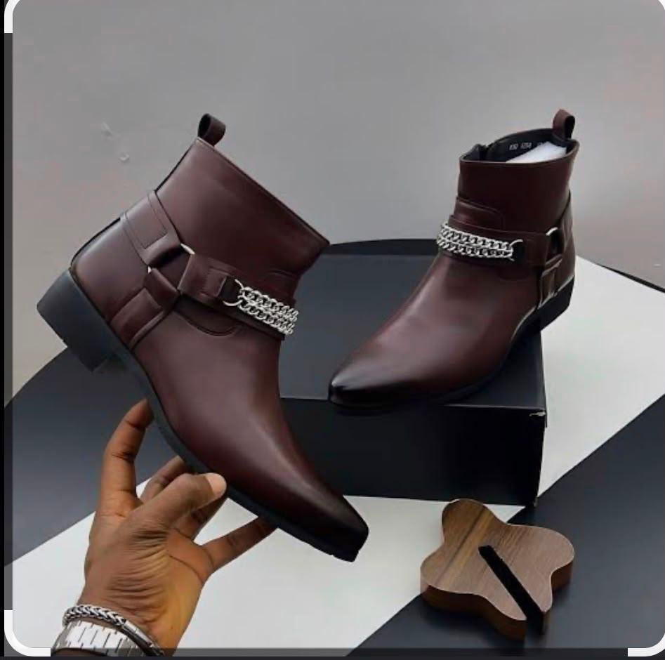 Brown Leather Harness Ankle Boots Brown Leather Harness Ankle Boots