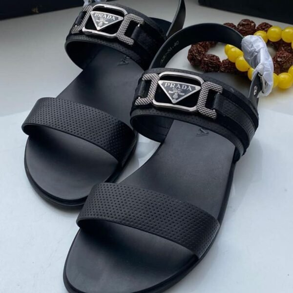 Prada Black Perforated Leather Sandals