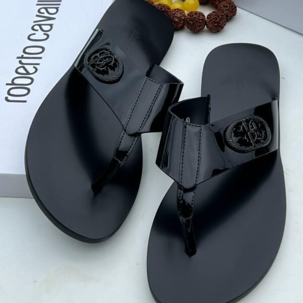 Roberto Cavalli black thong sandal
