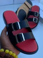 Black Double Strap Slide Sandals
