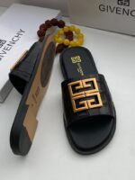 Brown Crocodile Embossed 4G Logo Slide Sandals