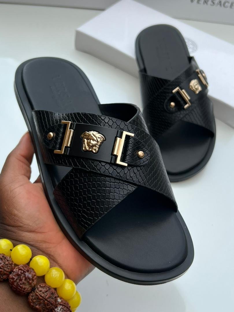black textured leather slide sandals black textured leather slide sandals