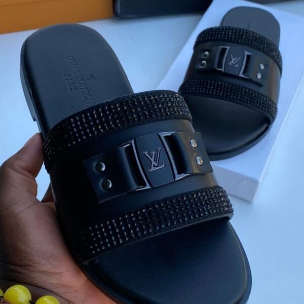 Louis Vuitton black slide sandals