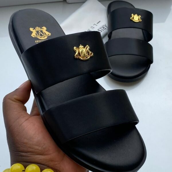 Aristocrat black leather slippers