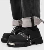 Black Chunky Platform Buckled Derby Shoes