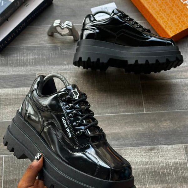 Naked Wolfe black leather ankle boots
